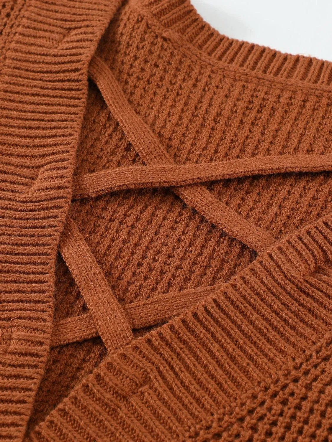 Chic Comfort Crisscross Back Waffle-Knit Sweater