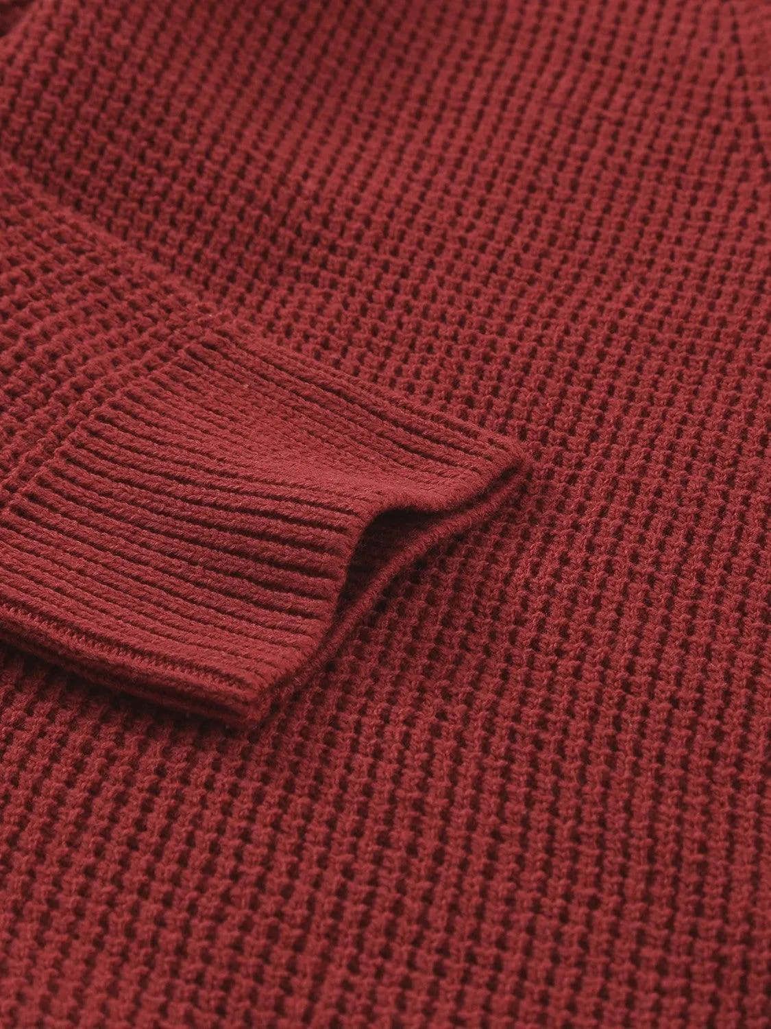 Chic Comfort Crisscross Back Waffle-Knit Sweater