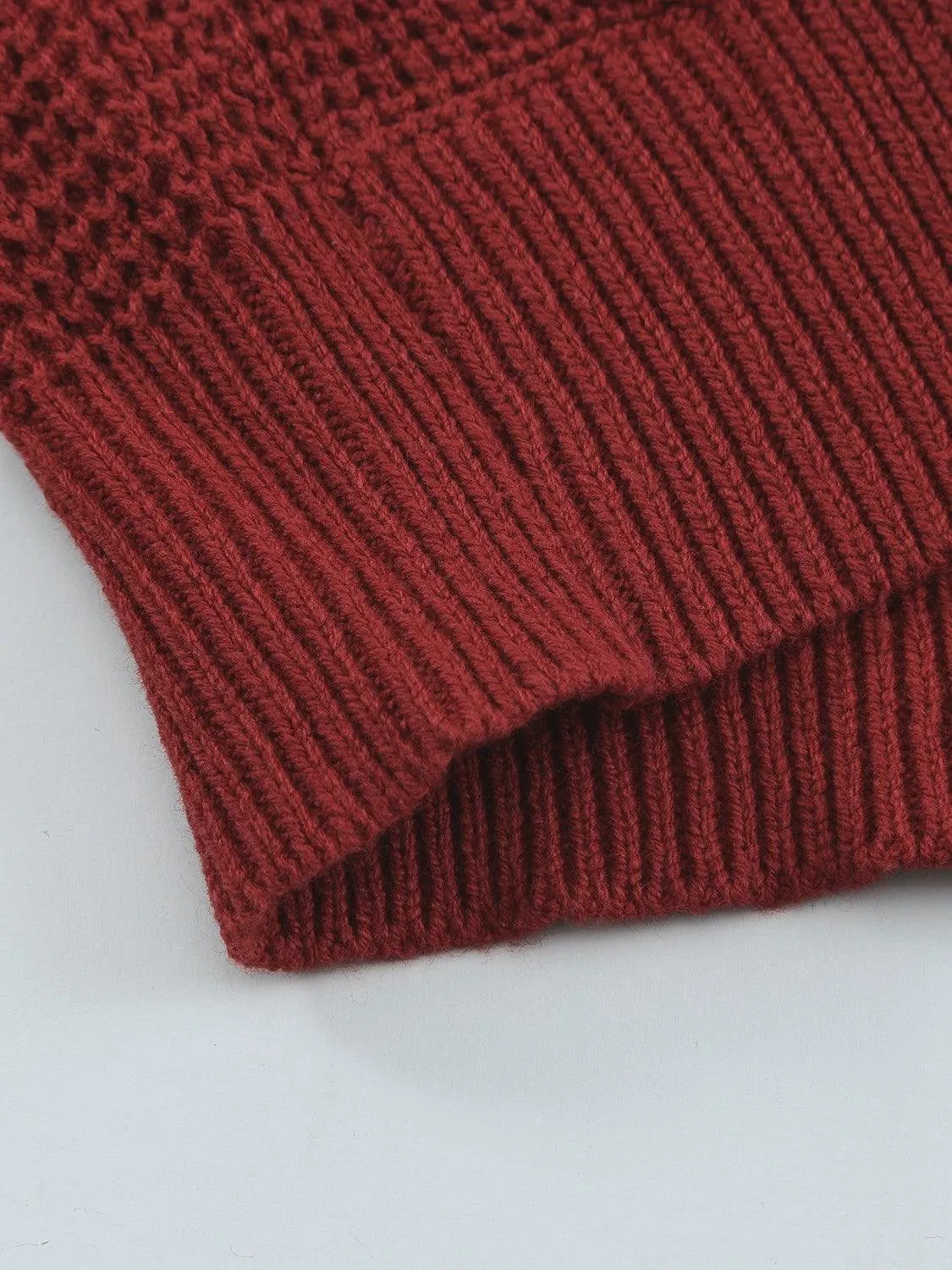 Chic Comfort Crisscross Back Waffle-Knit Sweater