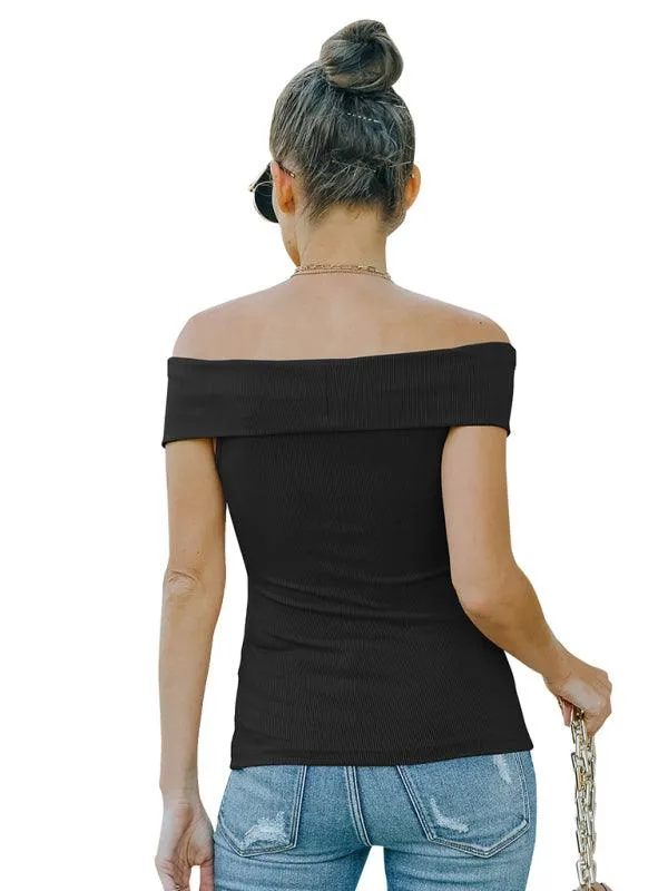 Chic Off-Shoulder Knit Blouse for Women
