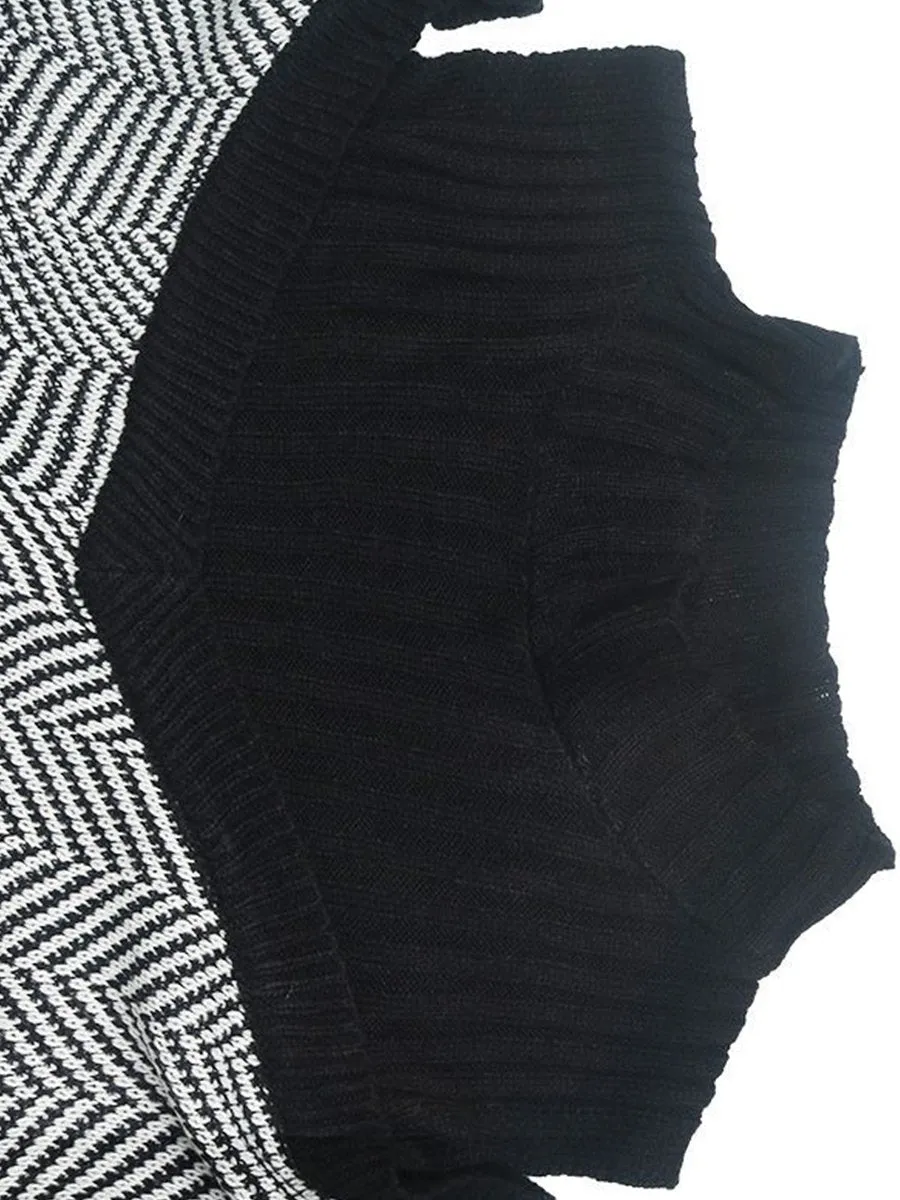 Chic Off-Shoulder Striped Knit Sweater