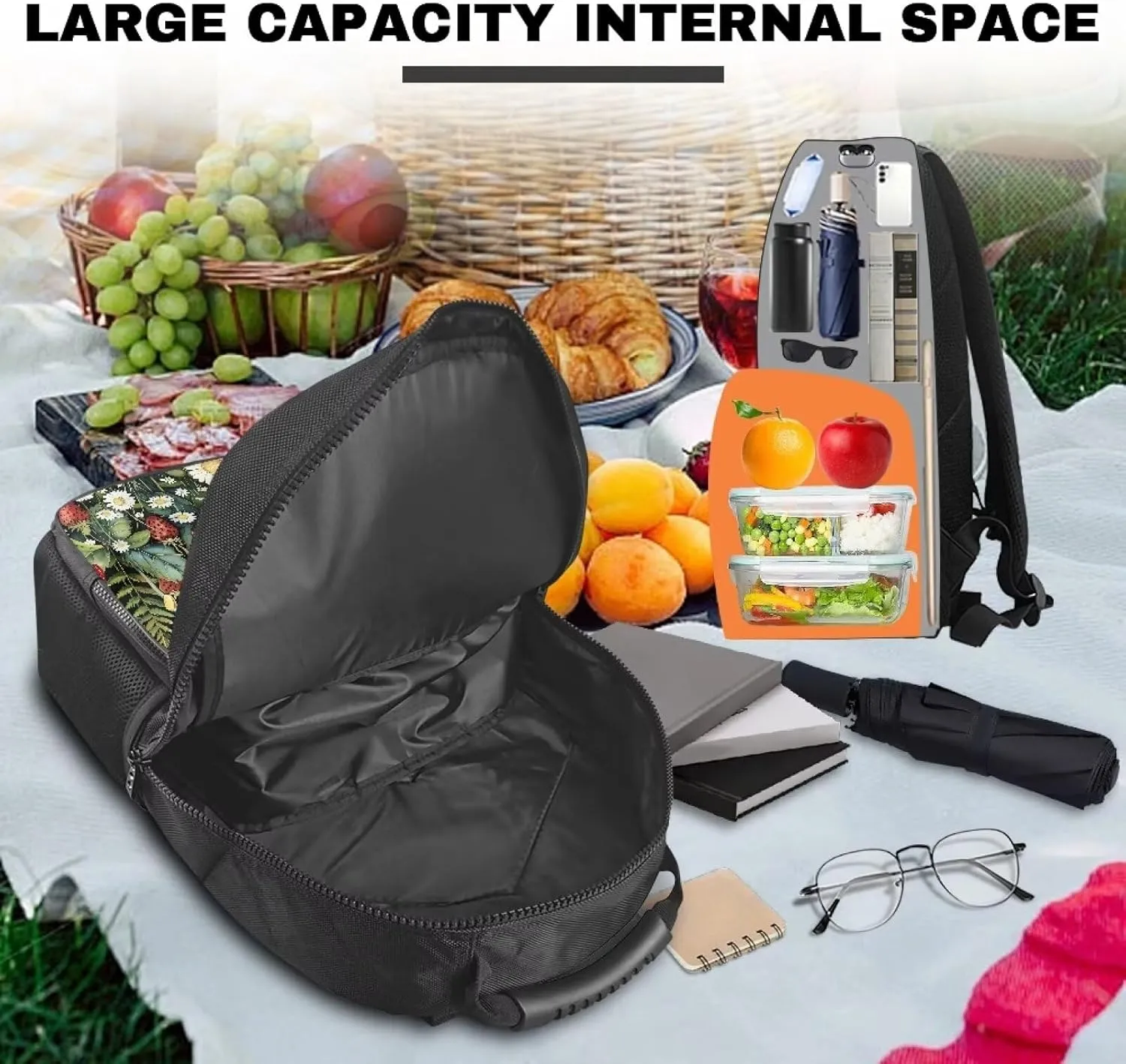 COEQINE Mushroom Backpack Insulated Lunch Bag Hiking Backpack Small Mushroom Water Resistant Lunch Backpack Insulated Cooler Backpack for Hiking Daypack Travel Accessories for Teacher Study