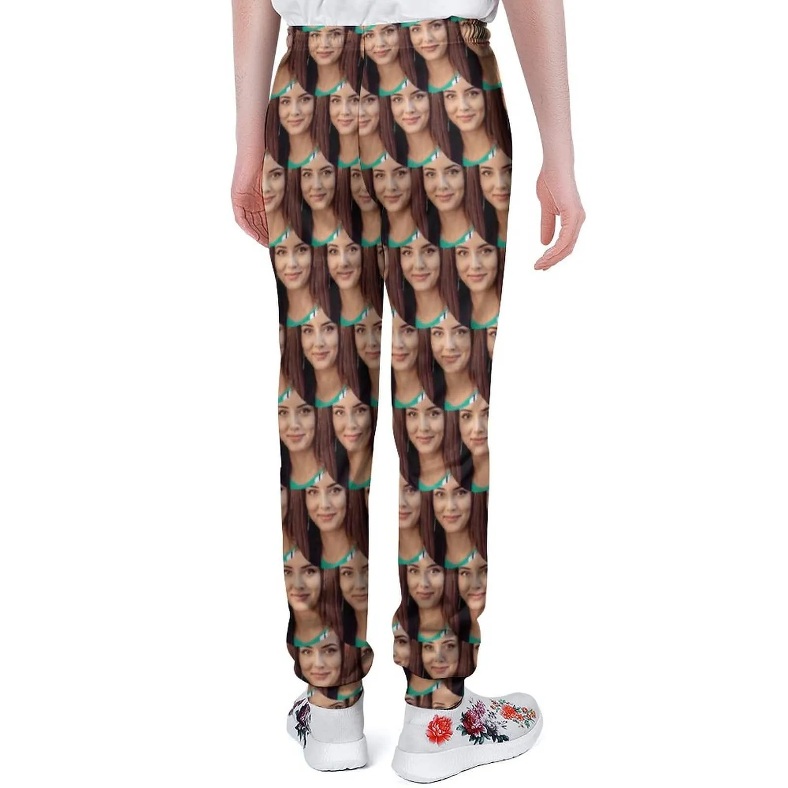 Custom Face Sweatpants Seamless Black Unisex Personalized All Over Print Closed Bottom Joggers