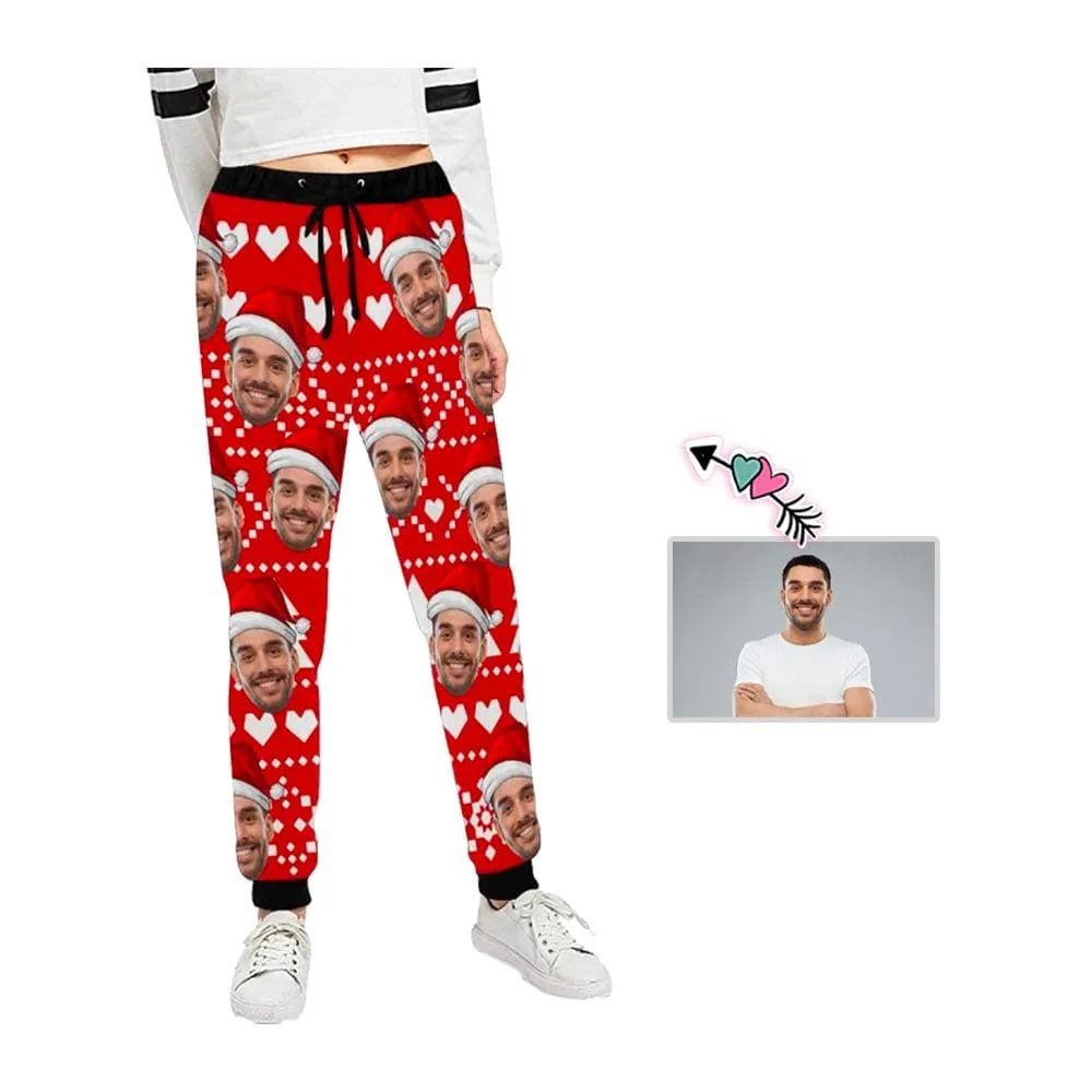 Custom Face Sweatpants Seamless Black Unisex Personalized All Over Print Closed Bottom Joggers