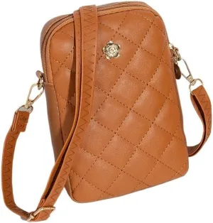 Cute Quilted Phone Crossbody Shoulder Purse with Exquisite Stitching Comfortable PU Leather Cellphone Wallet Bag