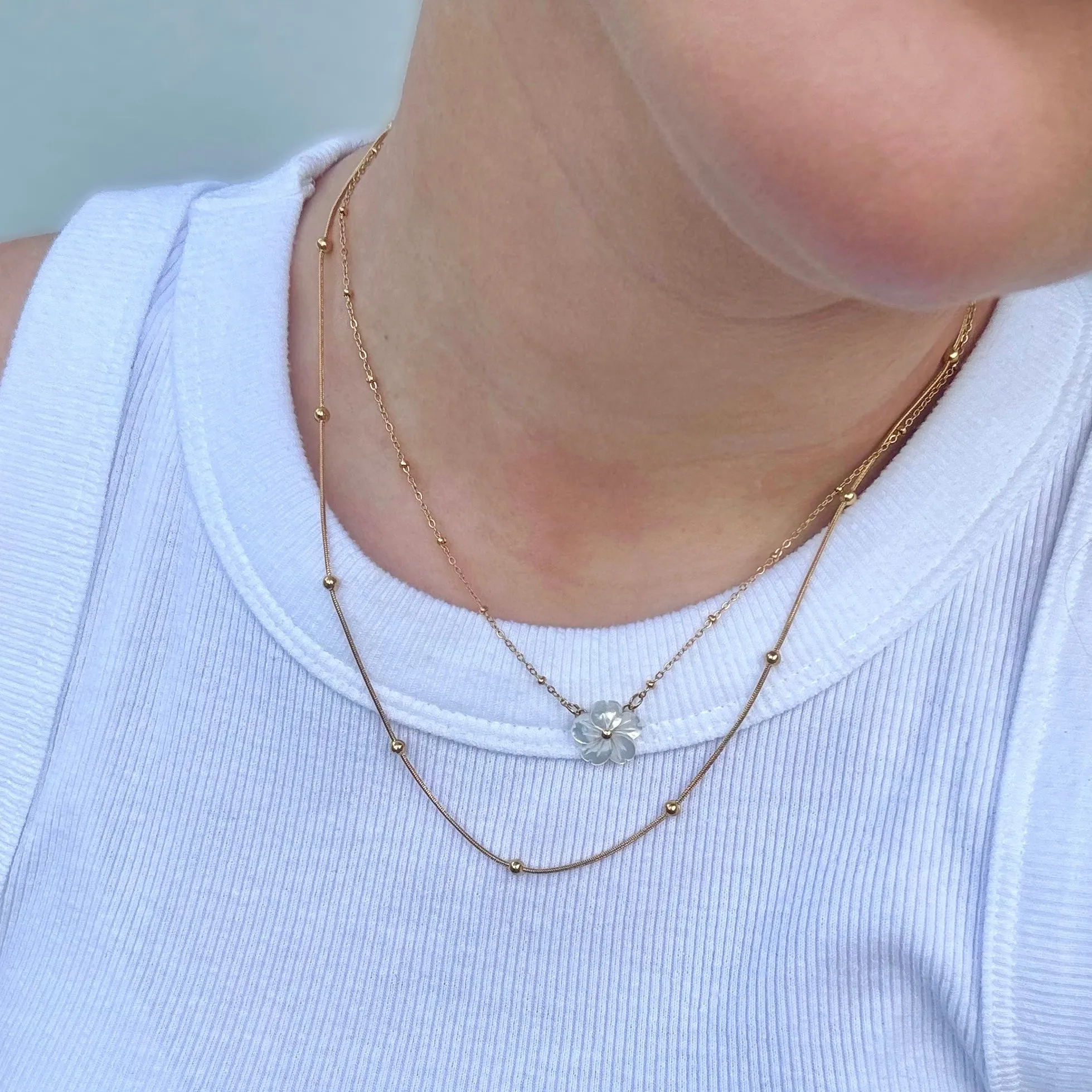 Daisy Flower Double Necklace