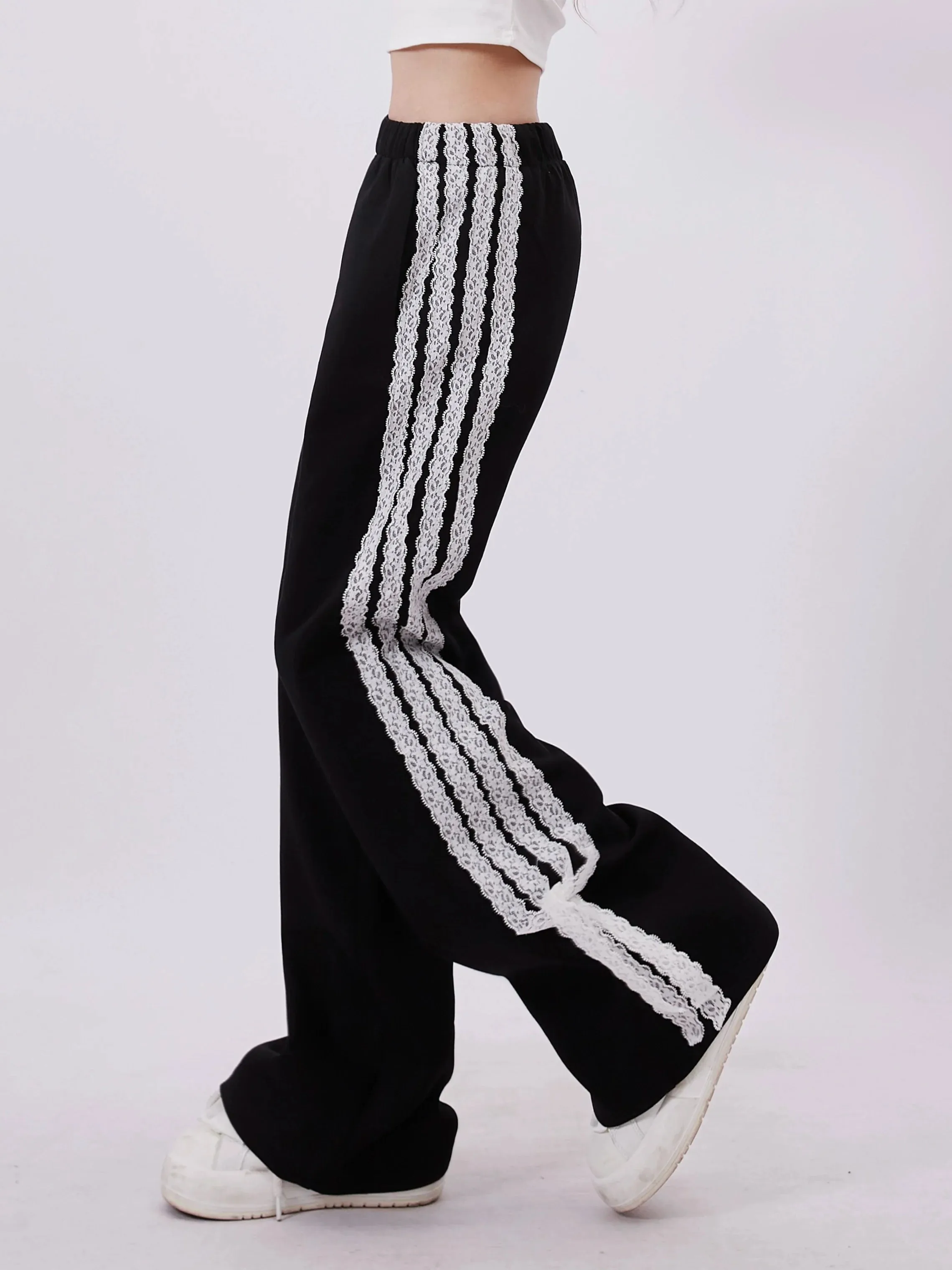 Dark Stripe Casual Side Pants