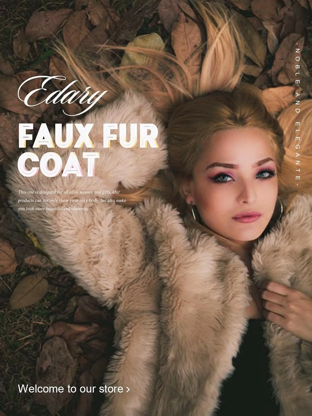 Edary Women Faux Fur Jacket Long Sleeve Coat Short Open Front Fur Coat Winter Warm Shaggy Faux Fur Parka for Women and Girl