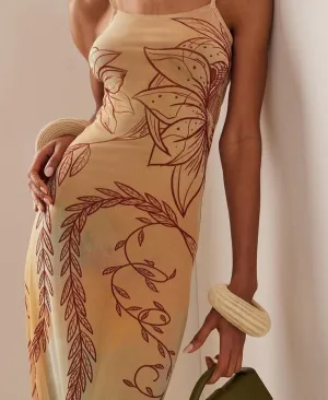 Elegant Print Strapless Maxi Dress Women Fashion Sleeveless Temperamental Evening Dress Femal Slim Fit Robe Vestidos