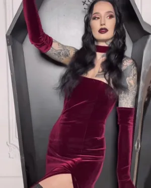 Elegant Velvet Maxi Dress Women Sexy Halter Dresses With Oversleeve Slim Halloween Evening Robe Female Vestido Partywear