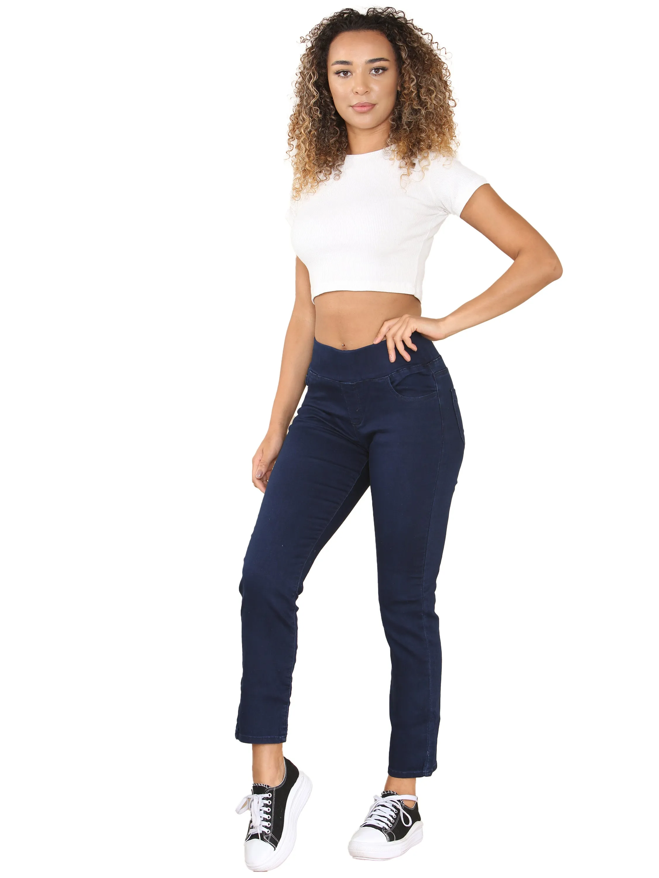 Enzo | Womens Wide Waist Jeans