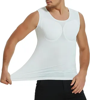 Fake Muscle Undershirt, Men's Shaper Chest Muscle Padded T-Shirt, Comfortable Underwear