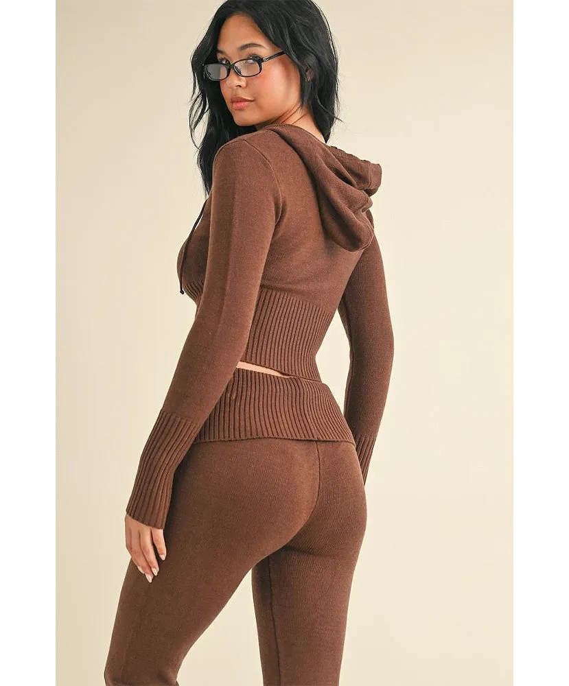 Fallon Slim Fit Zip Up Knit Hoodie