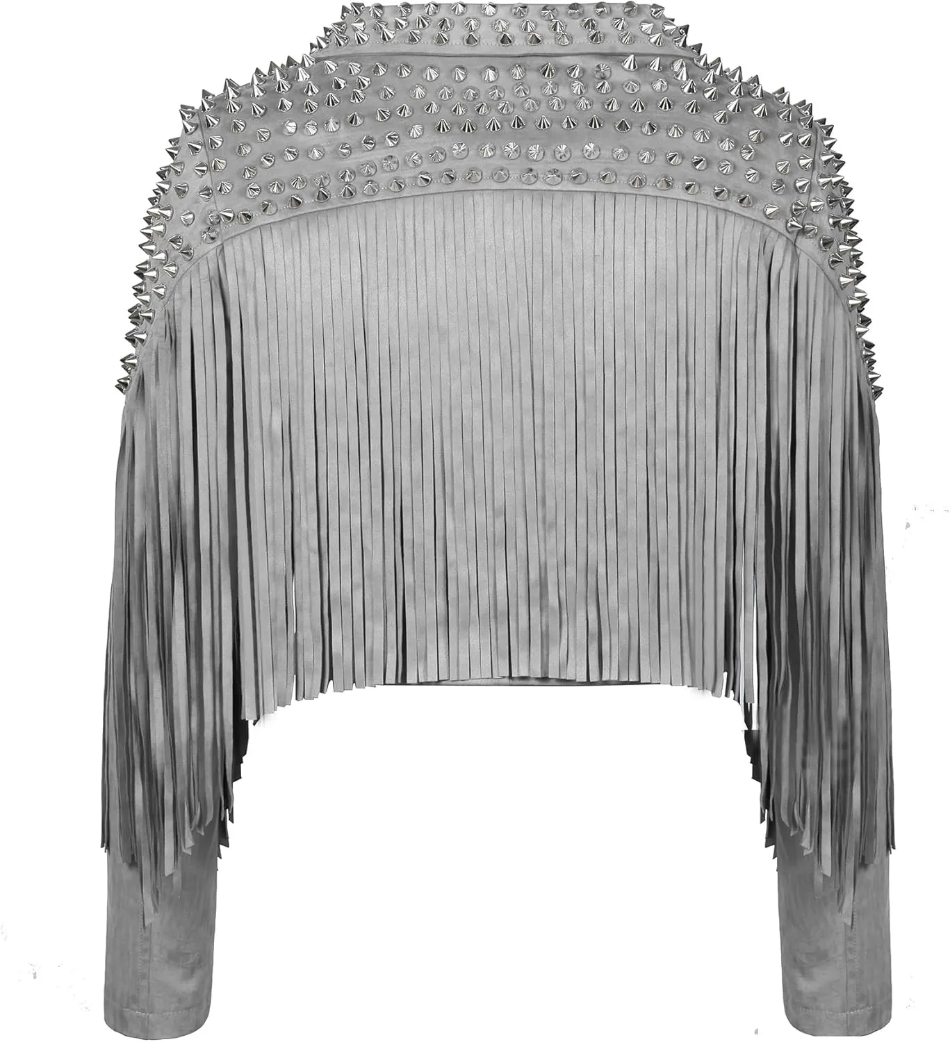 Fashion SX Women's fashionable short style rivet decoration tassel faux fur motorcycle jacket