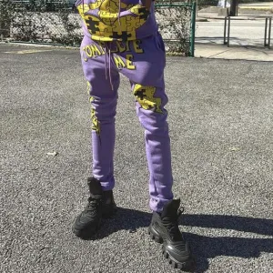 Fashionable sports puzzle print trousers