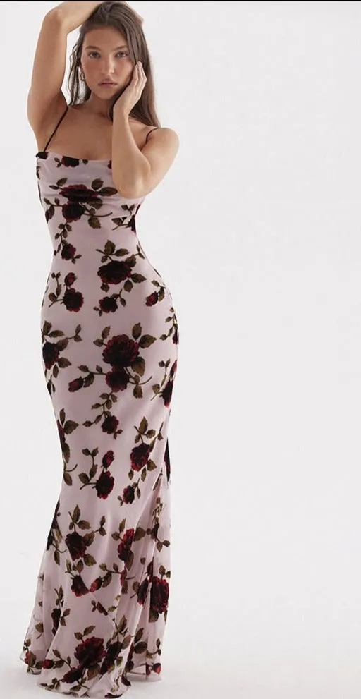 Floral Printed Elegant Maxi Dress Women's Sexy Backless Sleeveless Suspender Dress Summer Street Robe Casual Vestidos