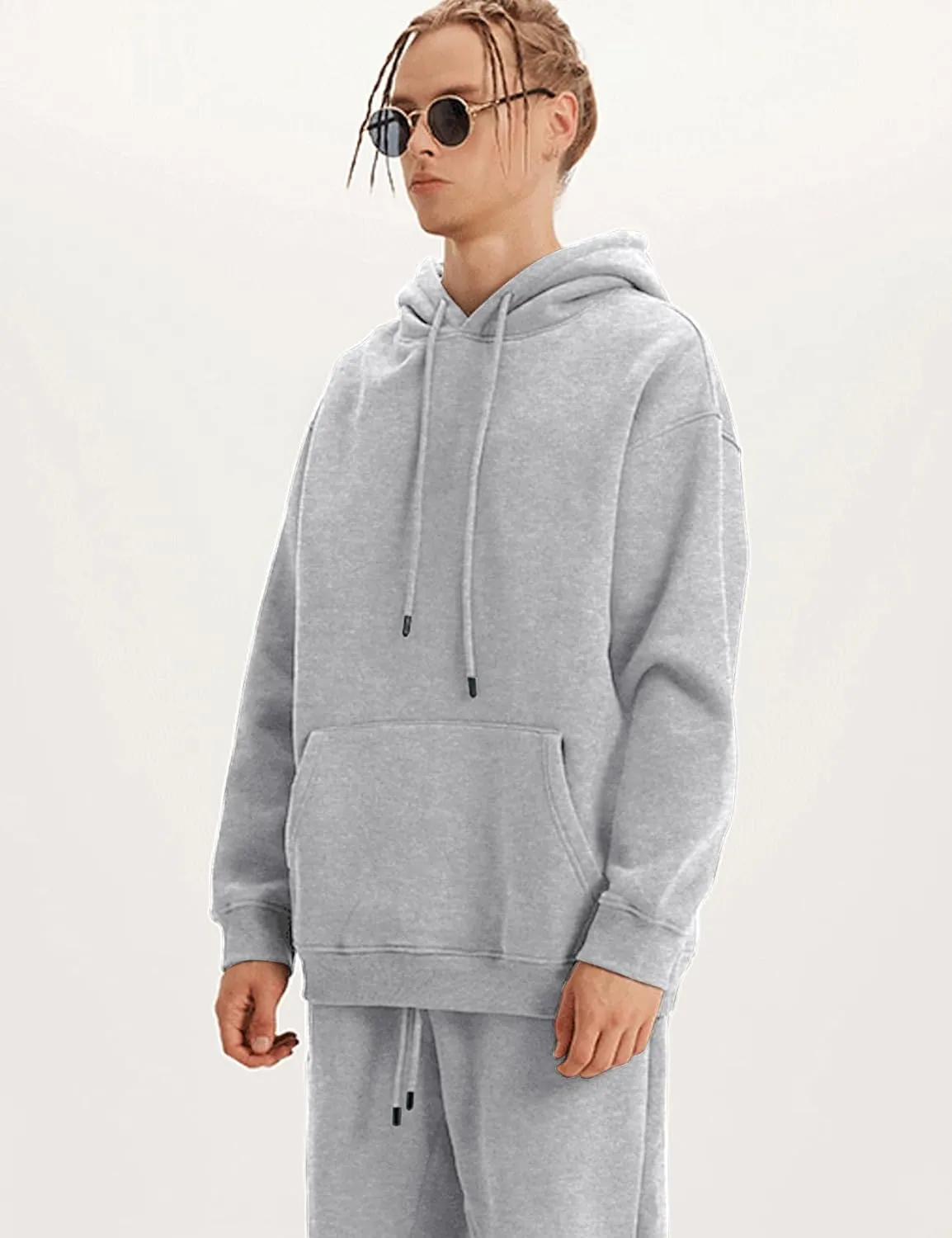 Flygo Mens Hoodie Oversized Fleece Pullover Fashion Hoodies Casual Long Sleeve Hooded Sweatshirt Streetwear