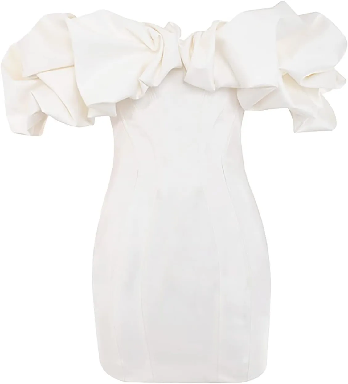 Formal Dresses for Women Off Shoulder Bodycon Pencil Mini Dress Ruffle Sexy Cocktail Party Dresses Elegant Clubwear
