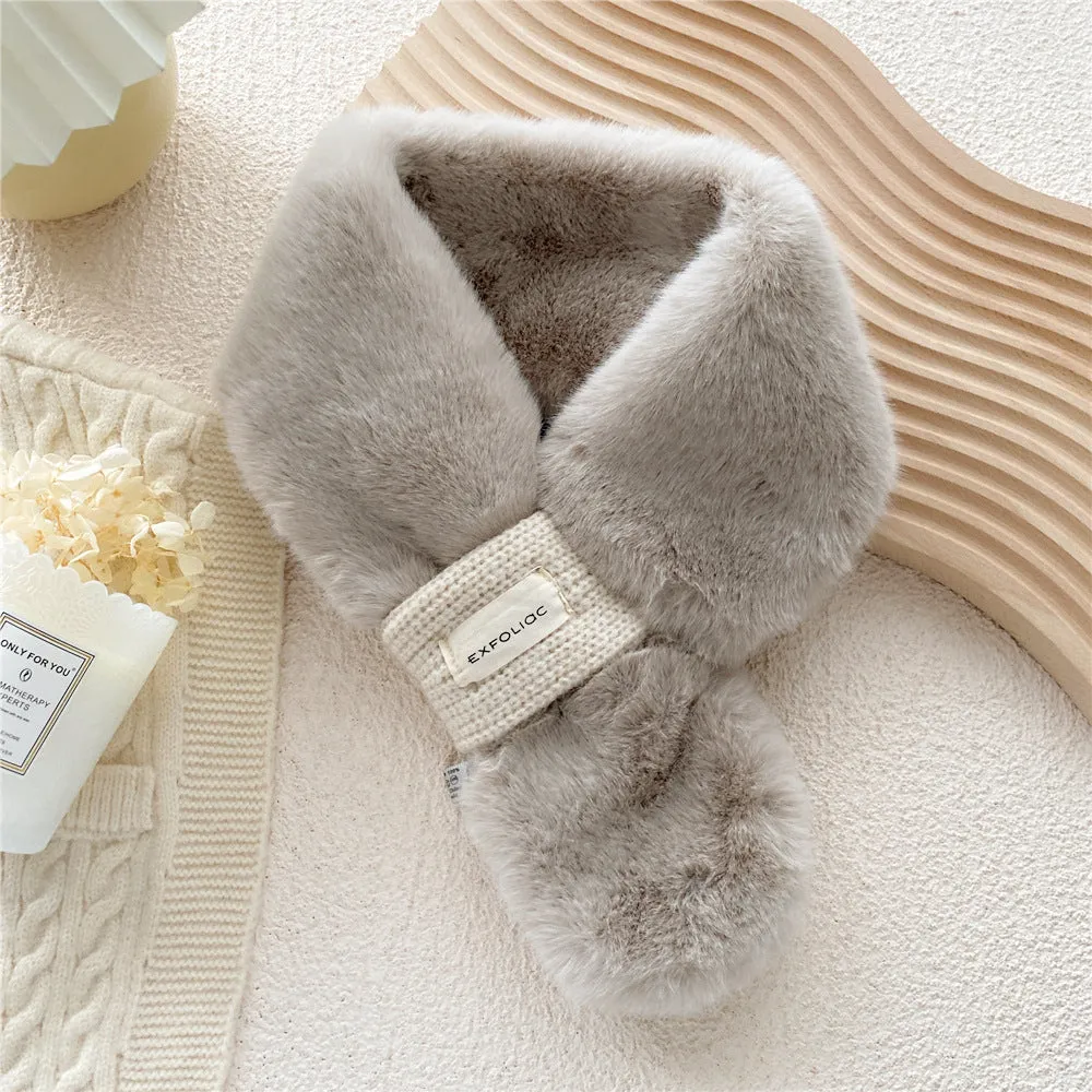 Furry Collar Cross Neck Warm Scarf