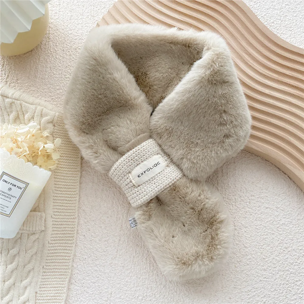 Furry Collar Cross Neck Warm Scarf