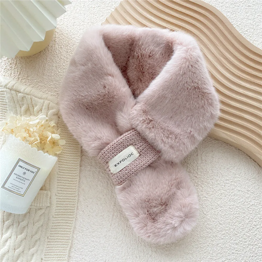 Furry Collar Cross Neck Warm Scarf