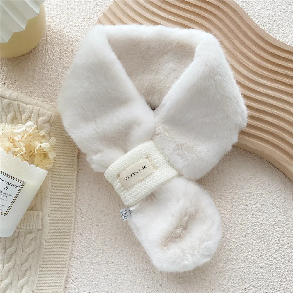 Furry Collar Cross Neck Warm Scarf