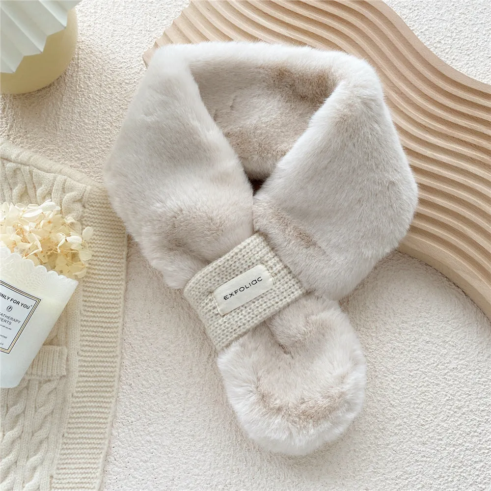 Furry Collar Cross Neck Warm Scarf