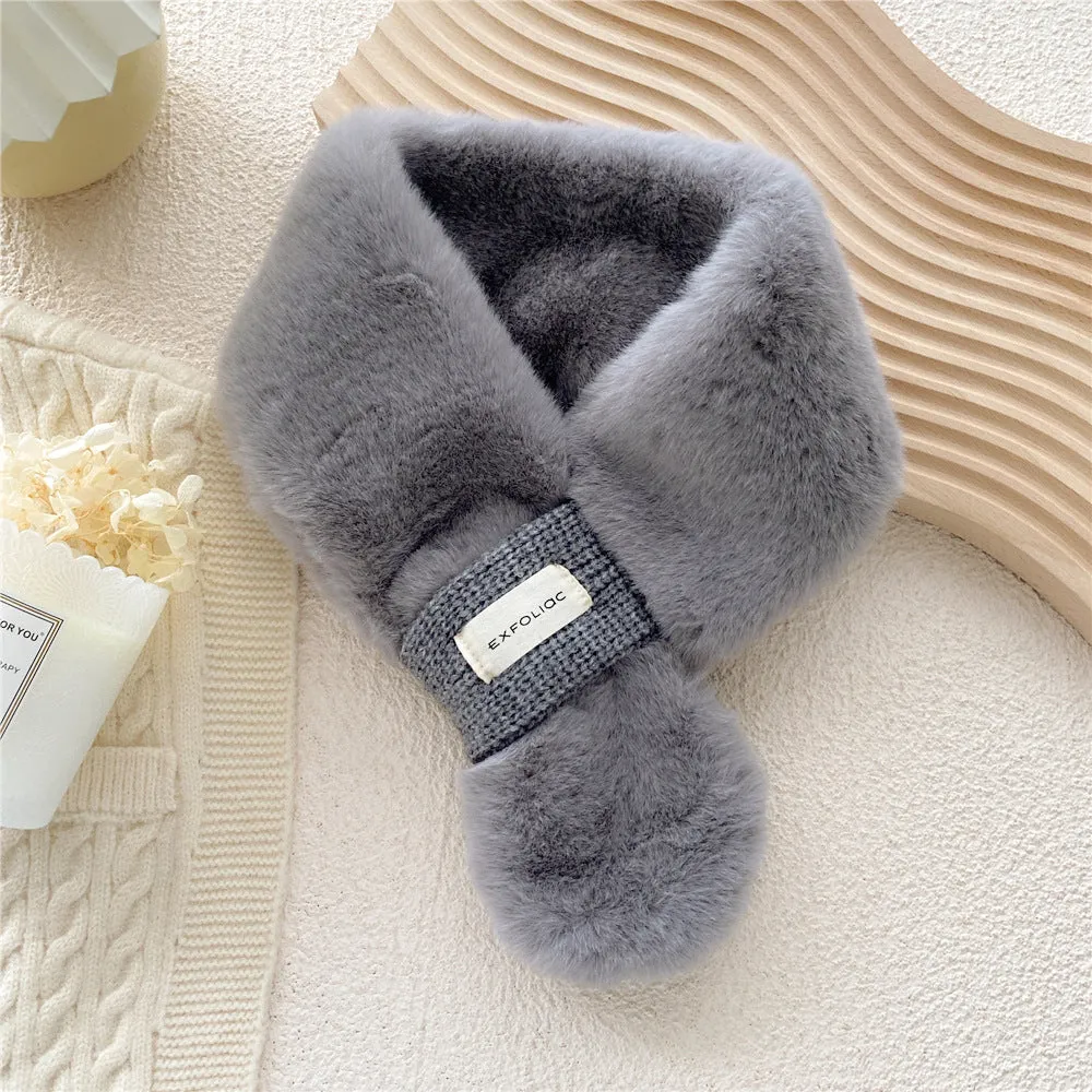 Furry Collar Cross Neck Warm Scarf