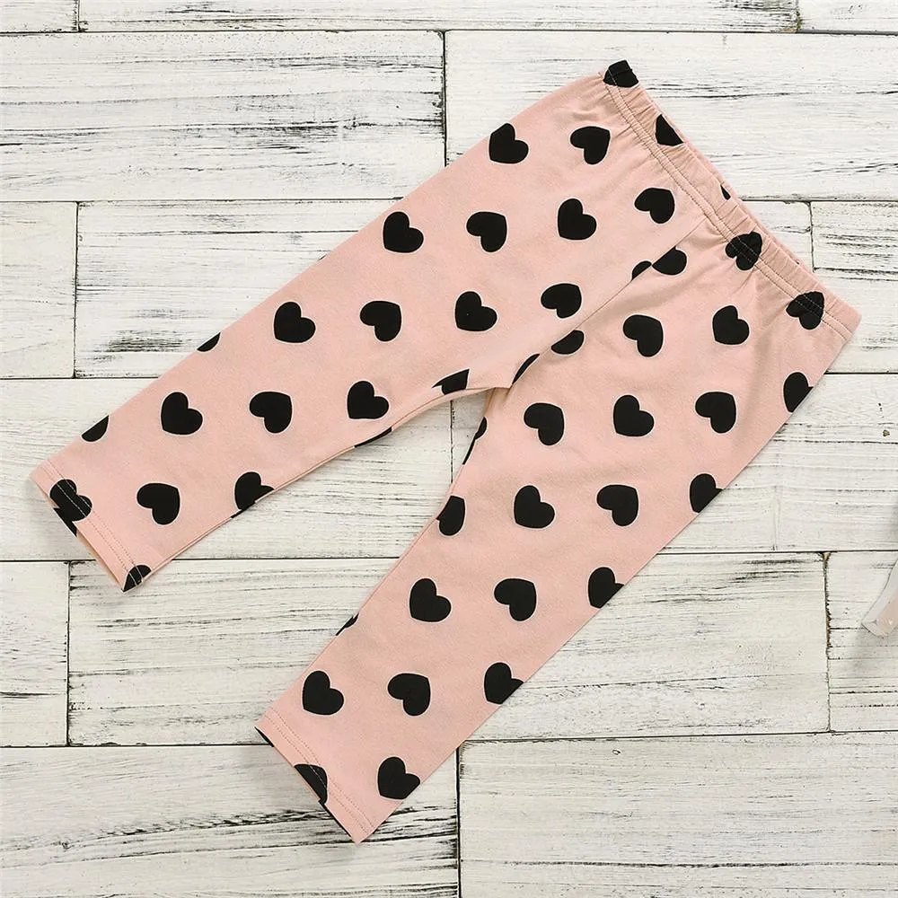 Girls Heart Printed Long Sleeve Hooded Top & Pants