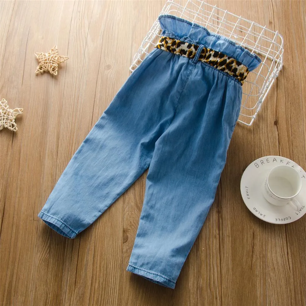 Girls Leopard Belt & Solid Pants Wholesale Boutique Girl Clothing