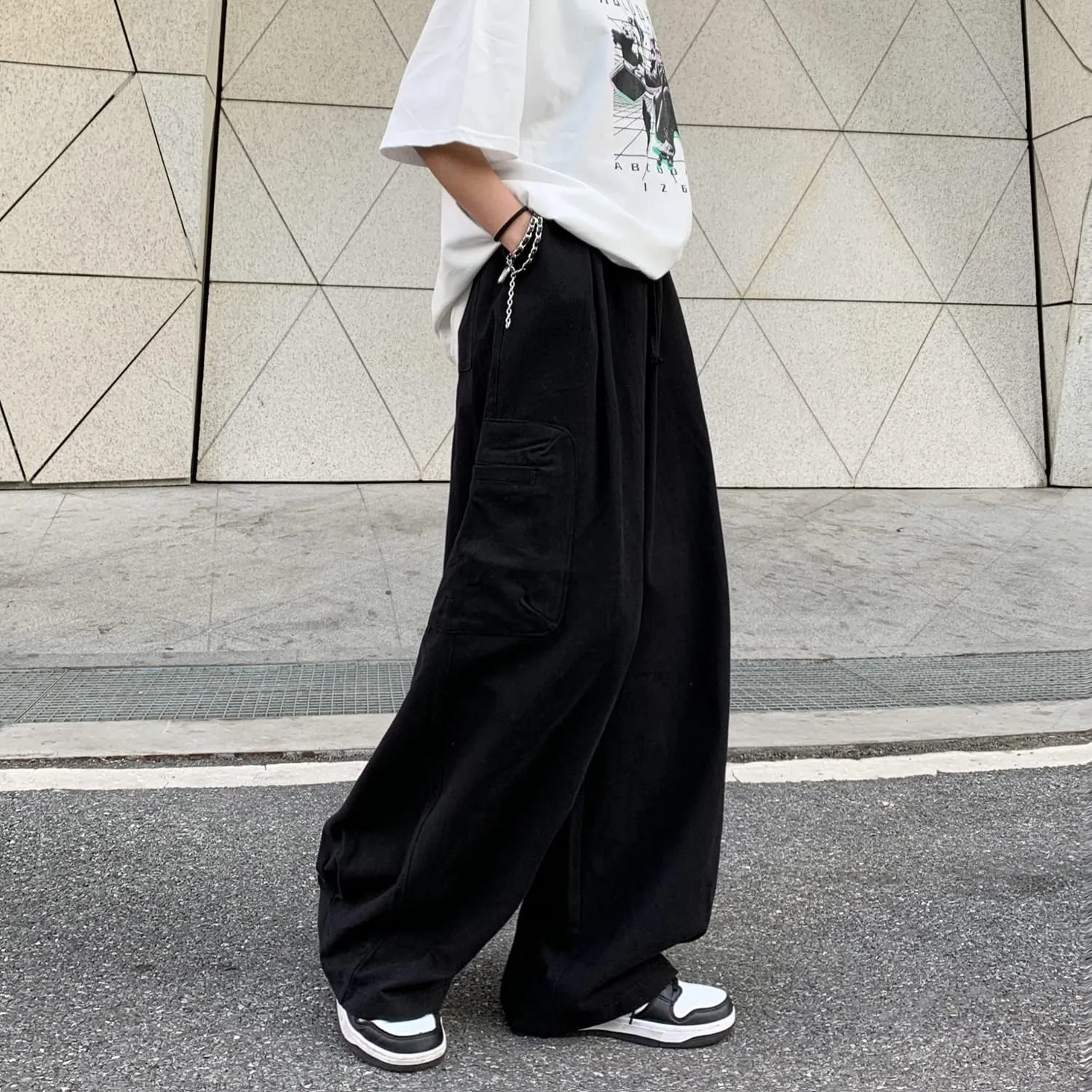 Gothic Harajuku Cargo Pants Y2K Women Wide Leg Joggers Hippie Streetwear Loose Baggy Trousers