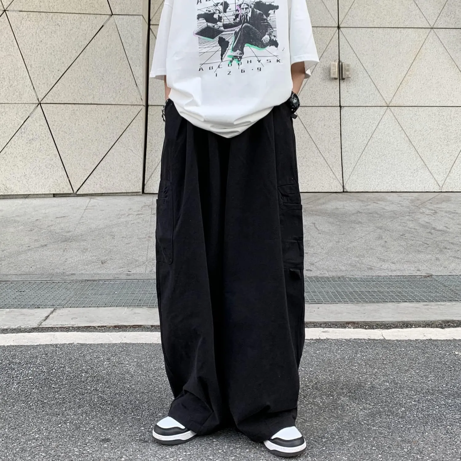 Gothic Harajuku Cargo Pants Y2K Women Wide Leg Joggers Hippie Streetwear Loose Baggy Trousers