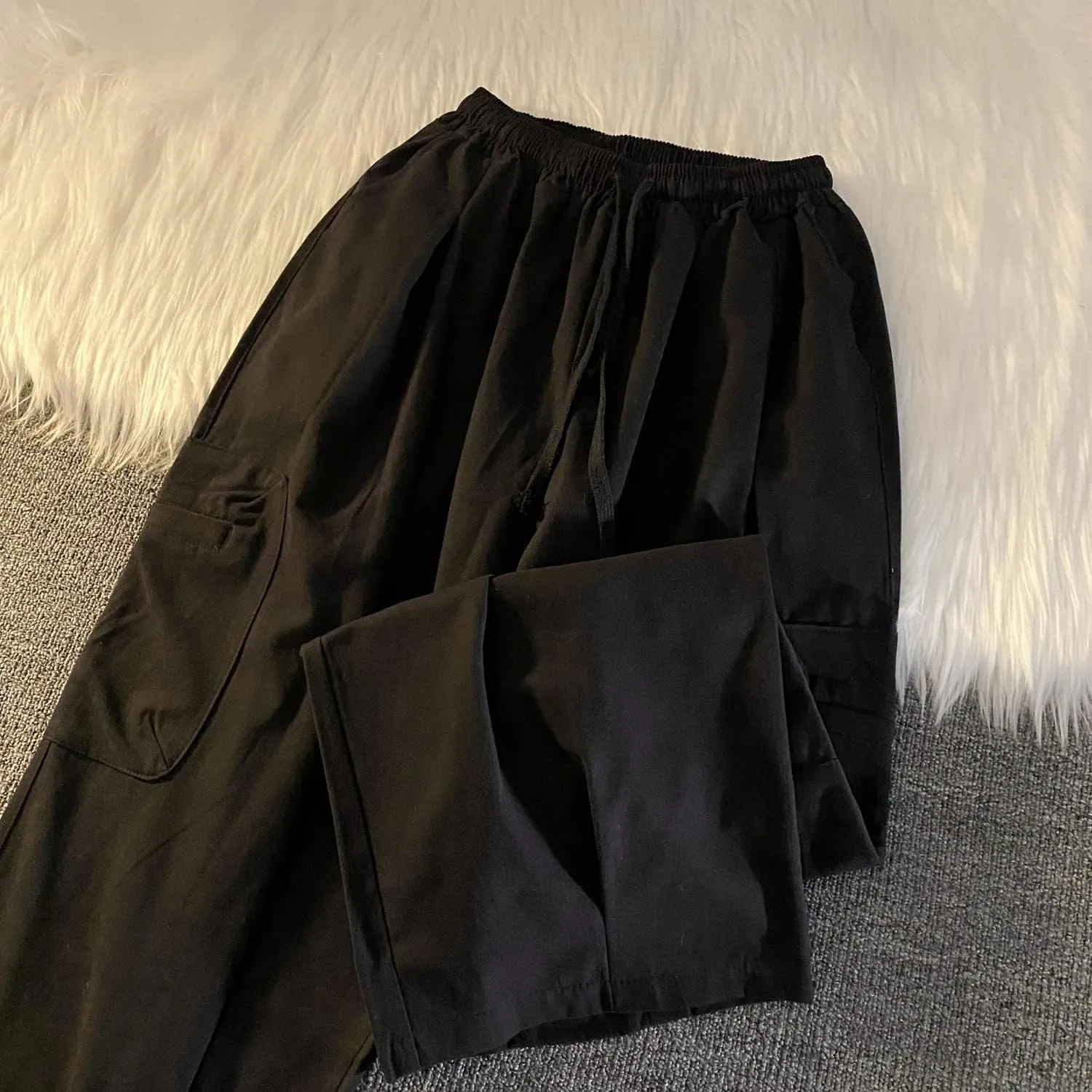 Gothic Harajuku Cargo Pants Y2K Women Wide Leg Joggers Hippie Streetwear Loose Baggy Trousers