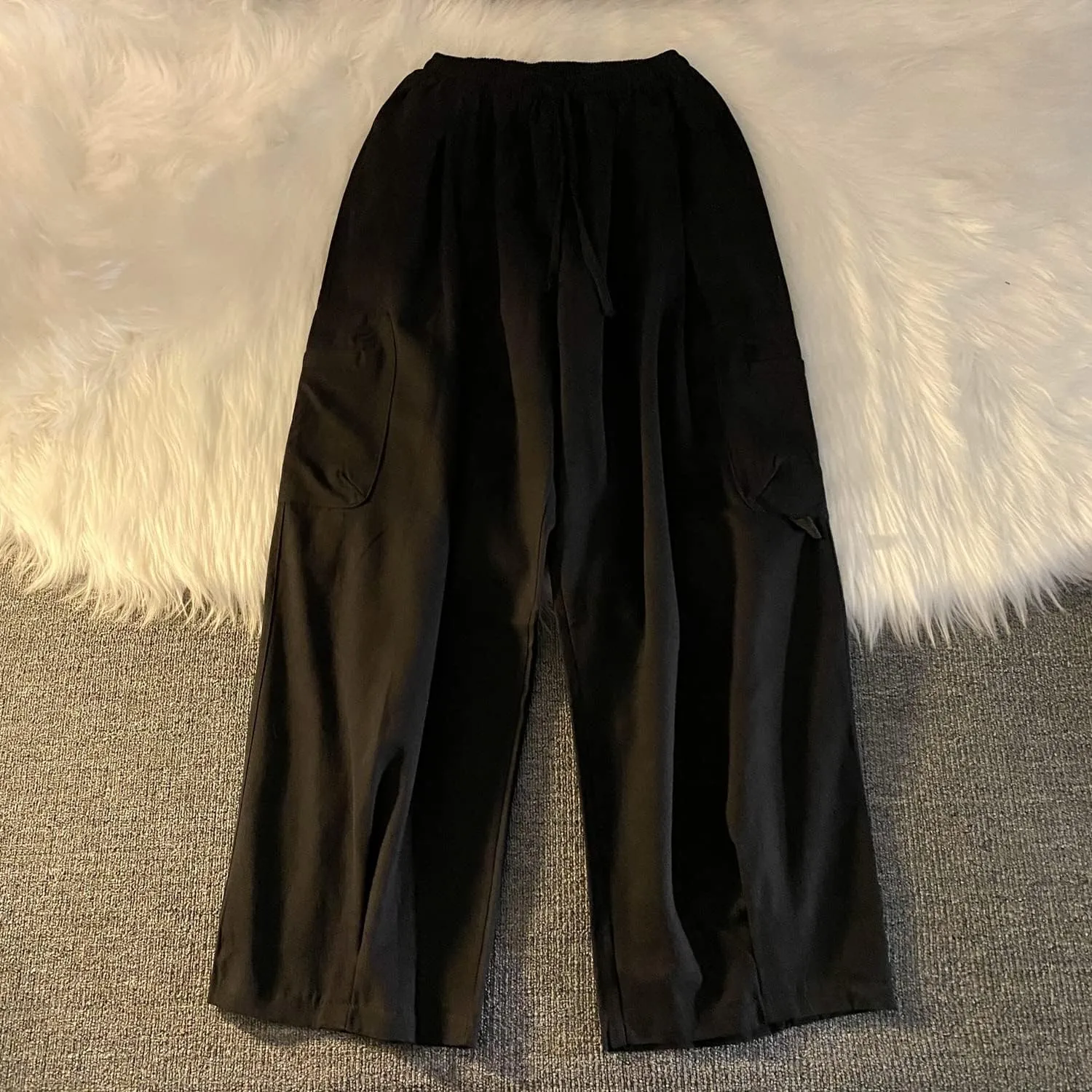 Gothic Harajuku Cargo Pants Y2K Women Wide Leg Joggers Hippie Streetwear Loose Baggy Trousers