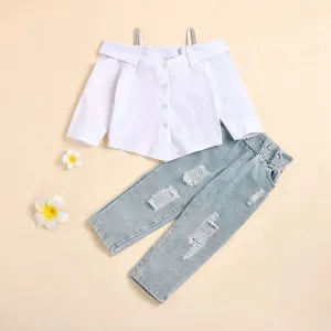GV Tiffany off shoulder shirt & jeans set