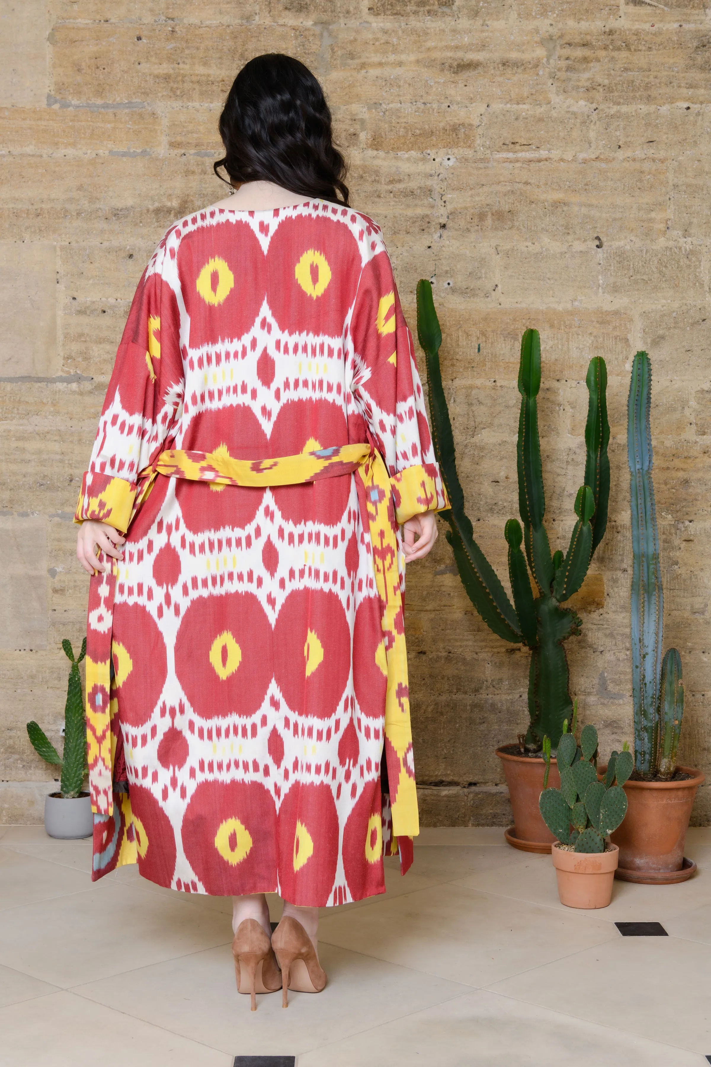 Handwoven Reversible Silk Ikat Summer Coat - Poppy