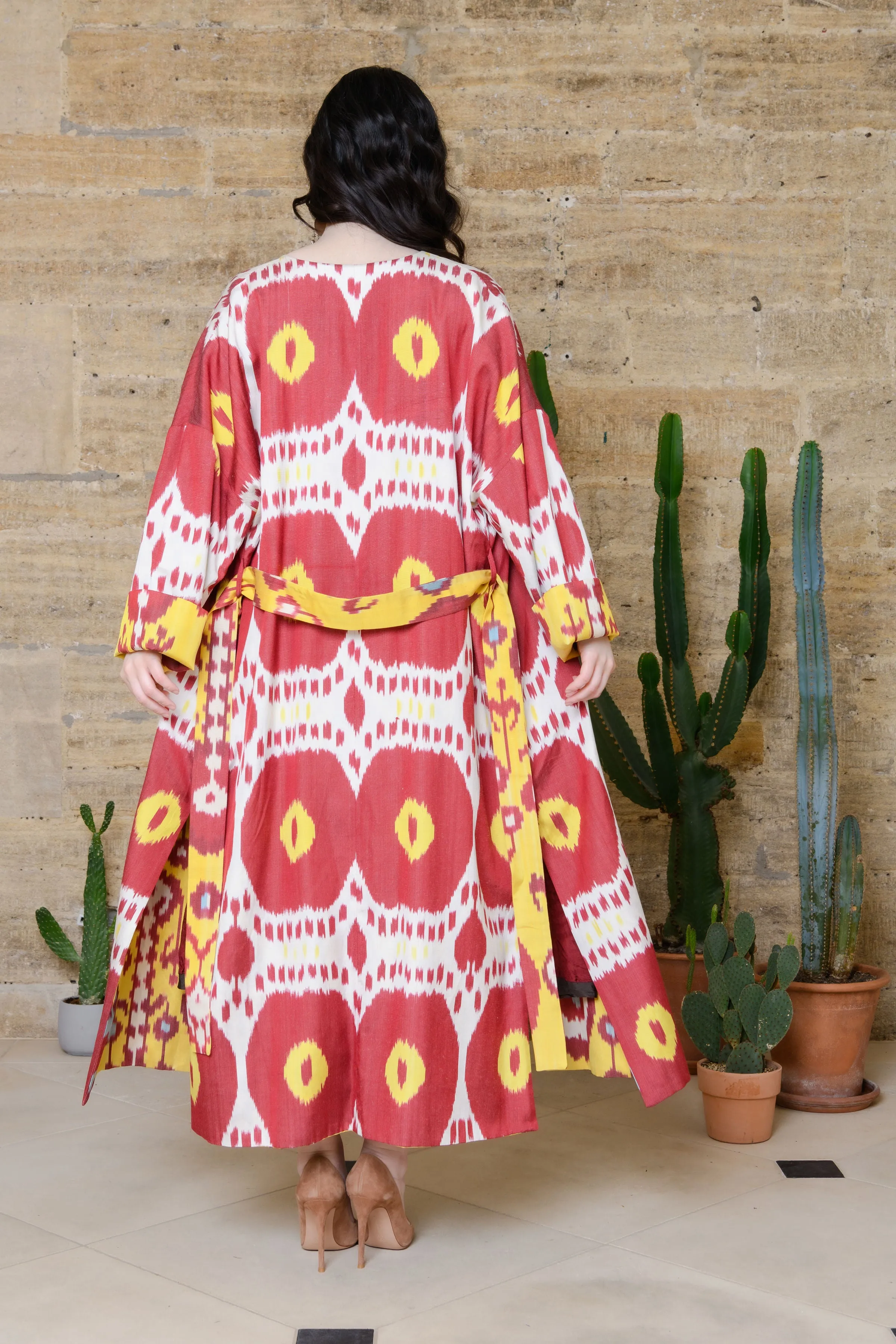 Handwoven Reversible Silk Ikat Summer Coat - Poppy