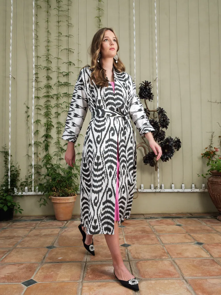 Handwoven Silk Ikat Chapan - Jasmina