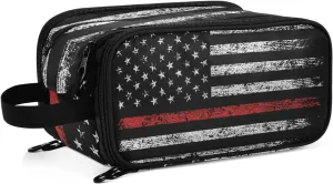 Hanging Travel Toiletry Bag Large Capacity Cosmetic Bag American Flag Firefighter Makeup Up Organizer for Women and Men, Water-Resistant Shaving Bag for Toiletries Accessories