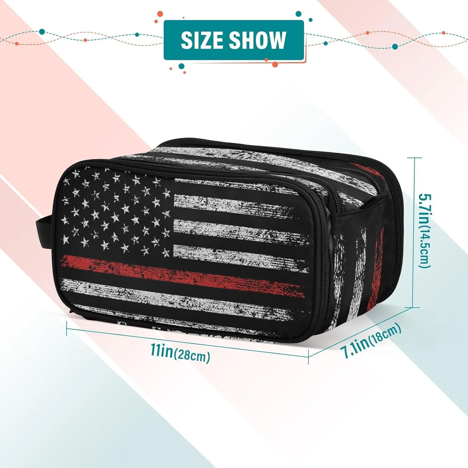 Hanging Travel Toiletry Bag Large Capacity Cosmetic Bag American Flag Firefighter Makeup Up Organizer for Women and Men, Water-Resistant Shaving Bag for Toiletries Accessories