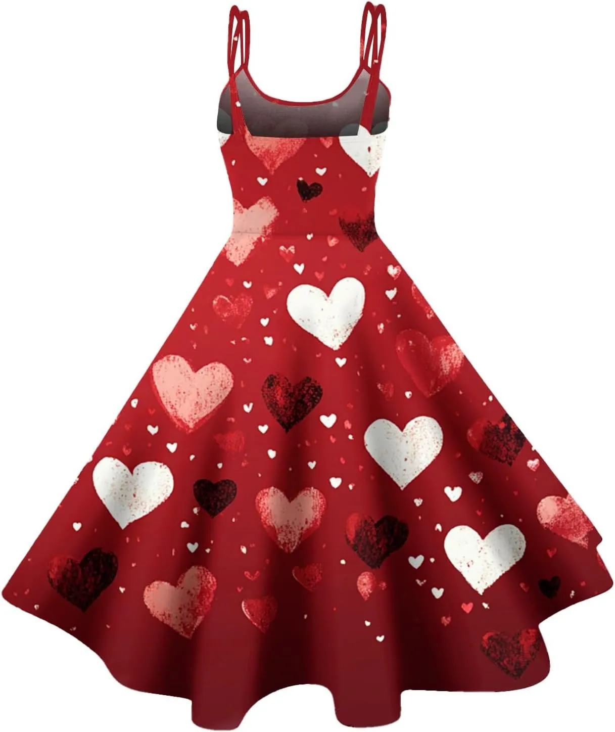 Heart Print Sleeveless Dress Elegant A-Line Swing Dress for Women Perfect for Parties & Special Occasions