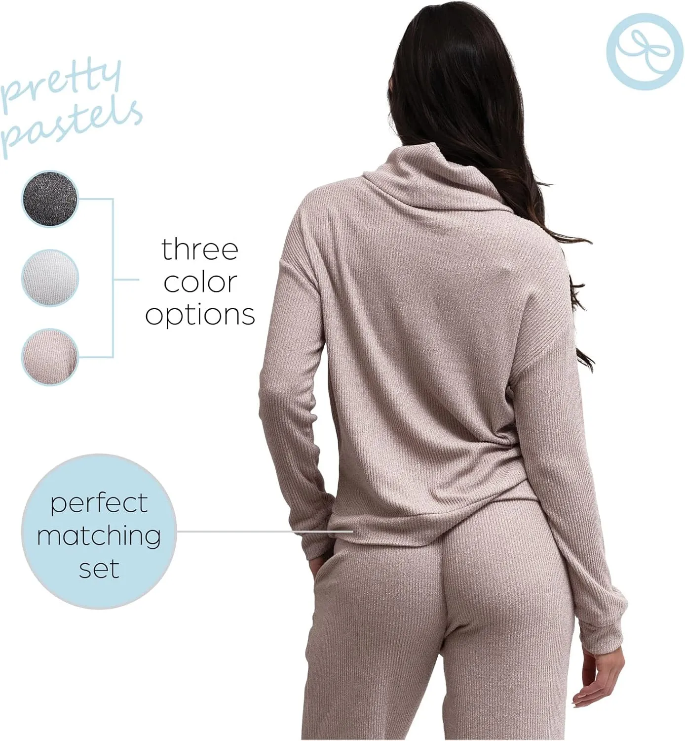 Hello Mello CuddleBlend Womens Lounge Comfortable Pajama Long Sleeve Top with Cowl Neck and Thumbholes