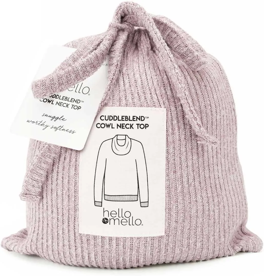 Hello Mello CuddleBlend Womens Lounge Comfortable Pajama Long Sleeve Top with Cowl Neck and Thumbholes
