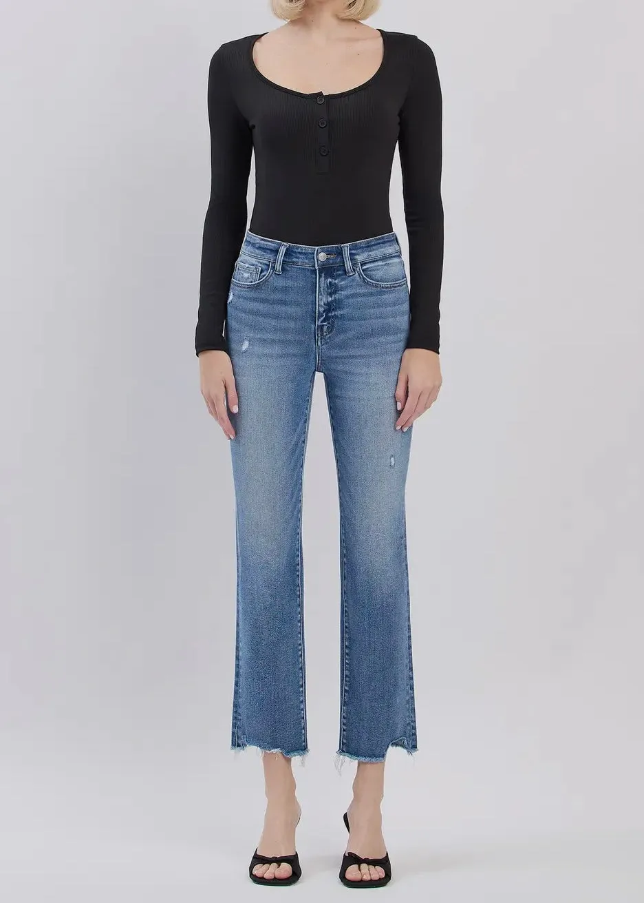 High Rise Slim Straight Denim
