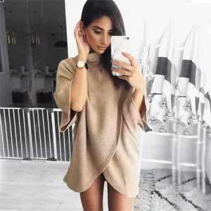Irregular Turtleneck Knitting Sweater