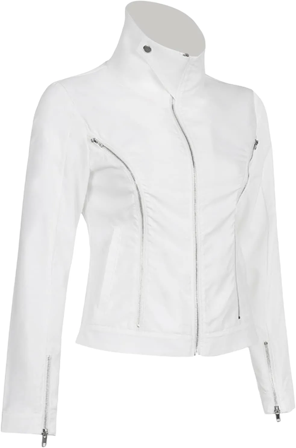 iTranyee Women's Winter Cropped Puffer Jacket Long Sleeve Zipper Cotton-Padded Coat Casual Warm High Neck Quilted Outwear