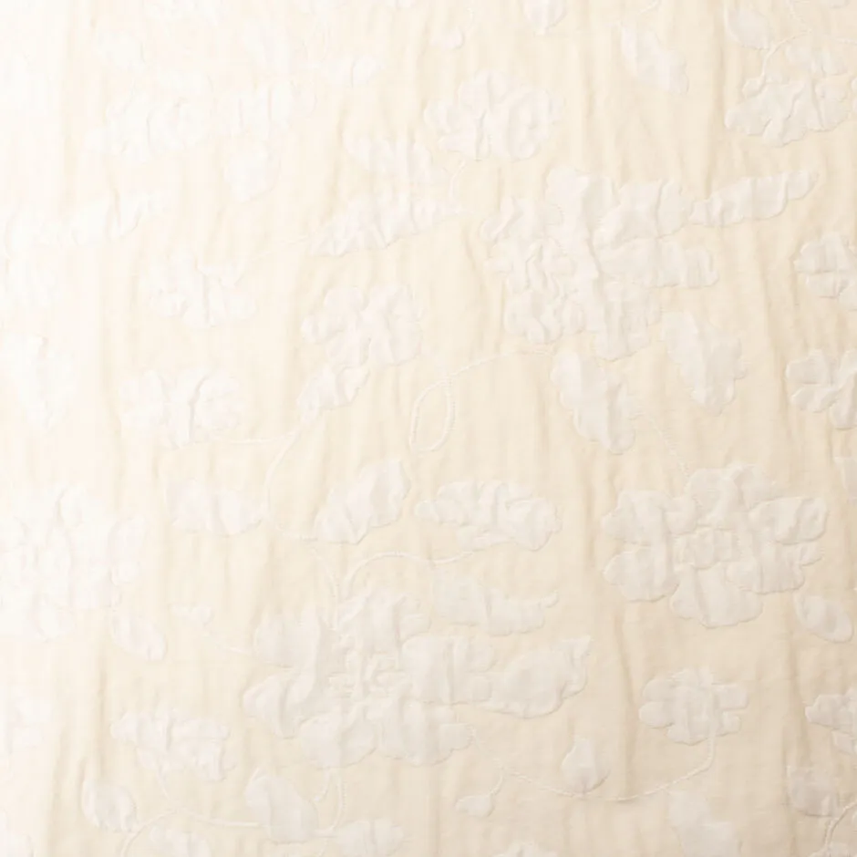 Ivory Floral Pastel Yellow Silk Blend Cloqué