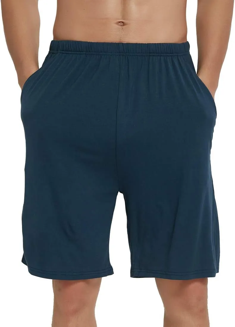 JINSHI Mens Pajama Shorts Soft Comfortable Lightweight Elastic Drawstring Men Lounge Sleep Shorts with Pockets