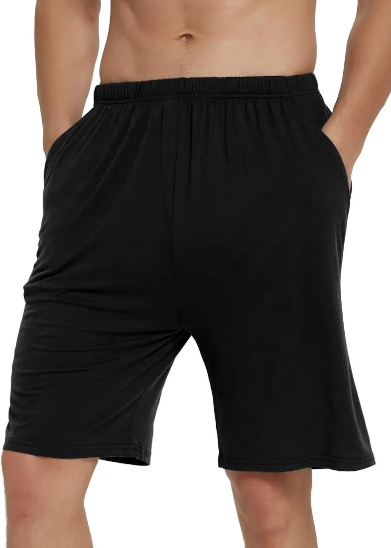 JINSHI Mens Pajama Shorts Soft Comfortable Lightweight Elastic Drawstring Men Lounge Sleep Shorts with Pockets