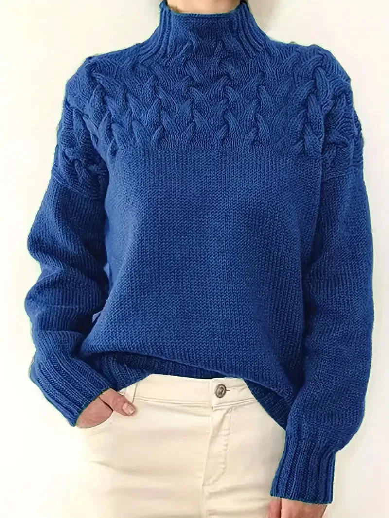 Knusse Chic Dames Kabelgebreide Coltrui